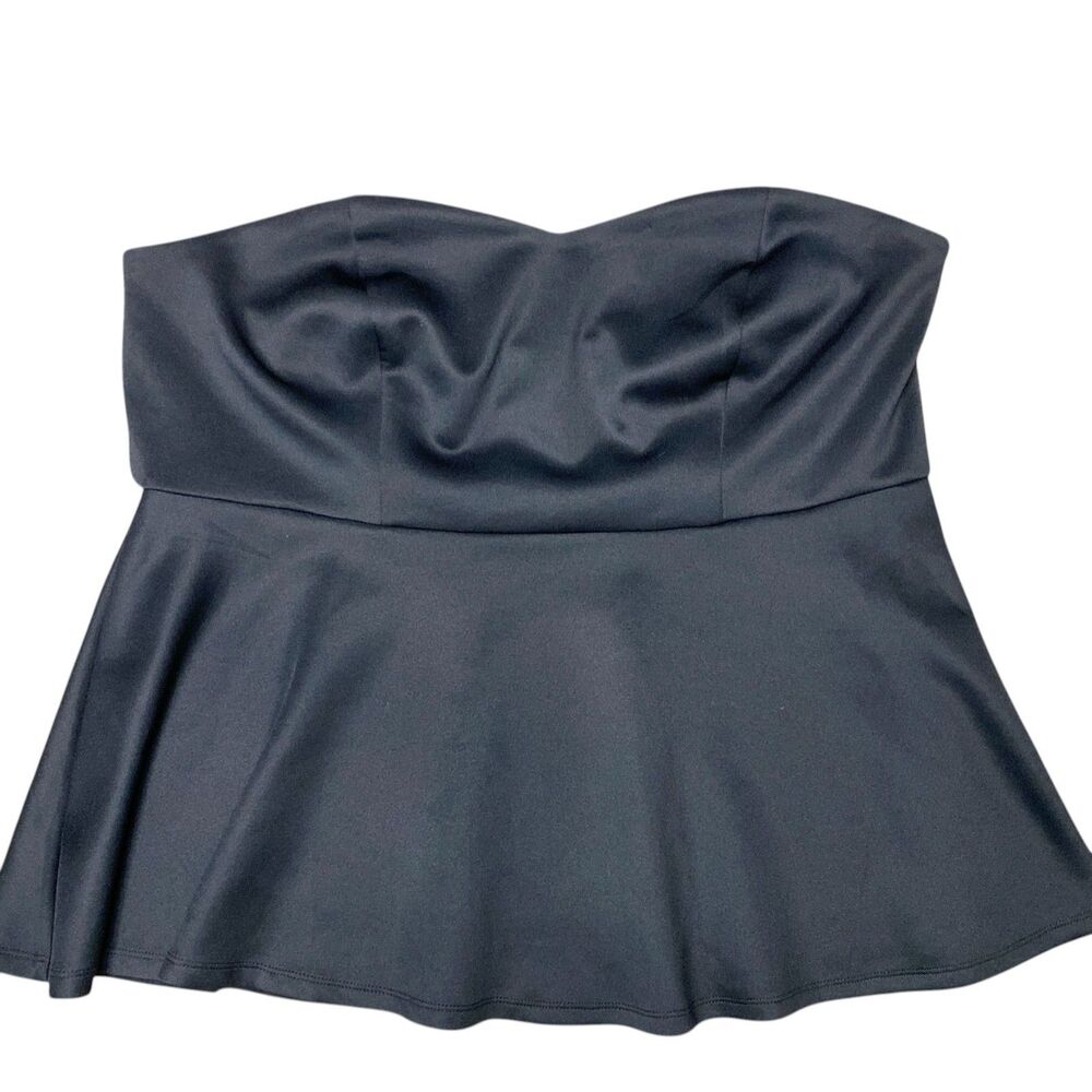Torrid Womens 3 3X Black Satin Peplum Bustier Top Strapless Sexy Goth Party NWT